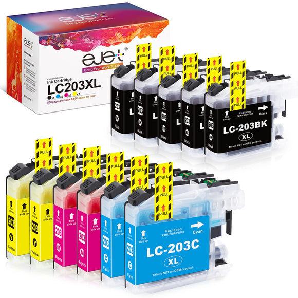 LC203 LC201 LC203XL Ink Cartridges Compatible for Brother LC203 Ink cartridges Work for MFC-J880DW MFC-J480DW MFC-J460DW MFC-J4420DW MFC-J485DW MFC-J885DW(5 Black, 2 Cyan, 2 Magenta,2 Yellow, 11-Pack)