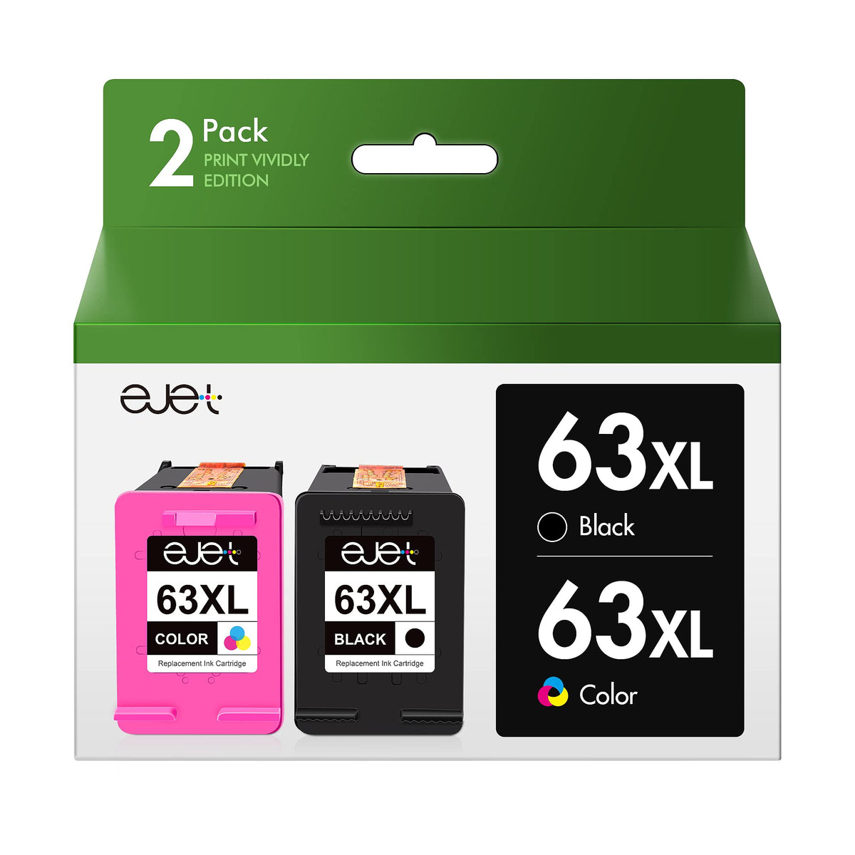 63XL Black Ink Cartridges High Yield Compatible for HP 63 63XL Black Ink Cartridges High Yield Compatible for HP 63