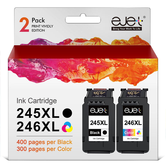 245XL 246XL Combo Pack High Capacity Ink Replacement for Canon Ink Cartridges 245 and 246 246XL 245 XL Ink Cartridges for Canon Printers Pixma TR4520 TS202 TS302 TS3320 MX492 IP2820, 1 Black 1 Color
