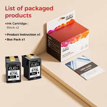 67XL Ink Cartridge (2-Black) Compatible for HP Ink 67 for HP 67XL Black Ink Cartridge High Yield for Deskjet 2855e 2800e 2852e 2827e 4227e 4255e Envy 6055e 6075 6432e 6455e 6458e 6475e Pro 6455 Series