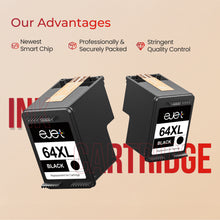 64XL Black Ink Cartridge (2 Pack) Replacement for HP Ink 64 XL Black Ink Cartridge for HP Printers Envy Photo 7855 7858 7155 7800 6255 Inspire 7900e 7955e 7950e 7958e 7200e 7255e Tango X Tango Terra