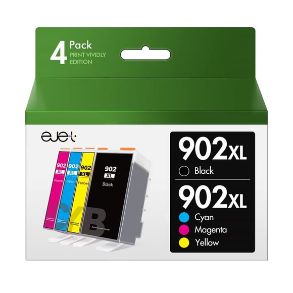 902XL Ink Cartridges Combo Pack High Yield Replacement for HP Ink 902 902XL Ink Cartridges for HP Printers OfficeJet Pro 6978 6958 6962 OfficeJet 6954 6950 6951 (4 Pack: Black, Cyan, Magenta, Yellow)