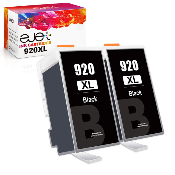 ejet Compatible Ink Cartridge Replacement for HP 920XL 920 XL to use with 6500a 6500 7500a 6000 7500 7000 E709 E710 Plus Printer (2 Large Black)