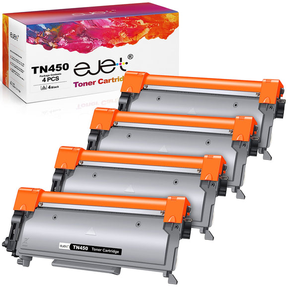 ejet Compatible Toner Cartridge Replacement for Brother TN450 TN420 TN-450 TN-420 for HL-2270DW HL-2280DW HL-2230 HL-2240 MFC-7360N MFC-7860DW DCP-7065DN Intellifax 2840 2940 Printer (4 Black)