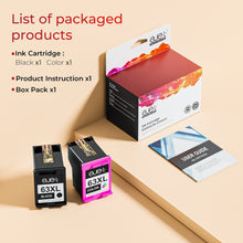 63XL Ink Cartridge Combo Pack Replacement for HP 63 Ink 63XL Ink Cartridges Black and Color for OfficeJet 3830 4650 5255 5258 4655 4652 3833 Envy 4520 4512 DeskJet 1112 3630 (1 Black,1 Tri-Color)