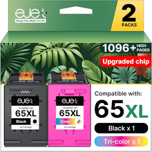 ejet 65XL Ink Cartridge Black/Color Combo Pack Replacement for HP 65 Ink 65XL Compatible with HP DeskJet 3752 3755 3700 3772 2655 2652 2622 Envy 5010 5012 5055 5052 AMP 100 Printer (1 Black, 1 Tri-Color)